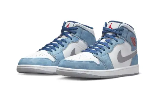 Air Jordan 1 Mid French Blue Fire Red 