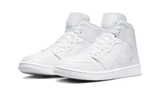 Air Jordan 1 Mid Triple White Patent Swoosh