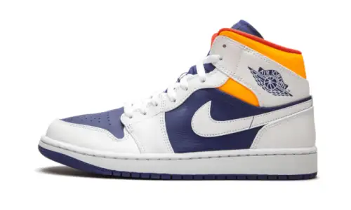Air Jordan 1 Mid White Laser Orange Deep Royal Blue 