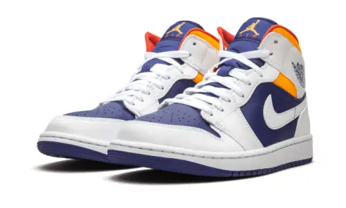 Air Jordan 1 Mid White Laser Orange Deep Royal Blue 