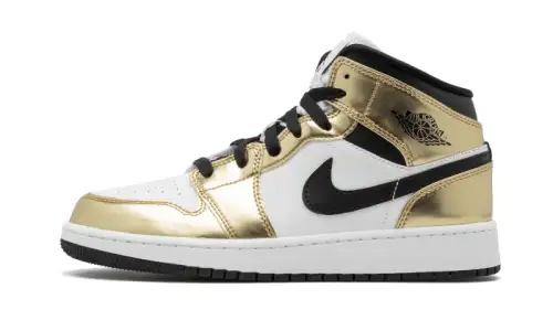 Air Jordan 1 Mid White Metallic Gold 
